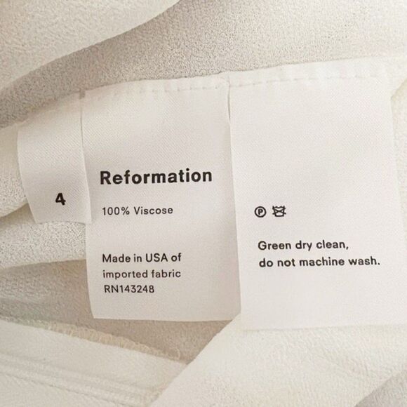 Reformation Honor Mini Dress Flowy Off the Shoulder Size 4 Long Sleeve Ivory - Picture 11 of 12
